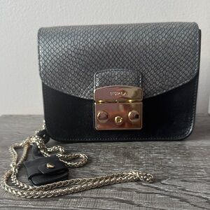 Furla Elegant Black and Gray Crossbody Bag